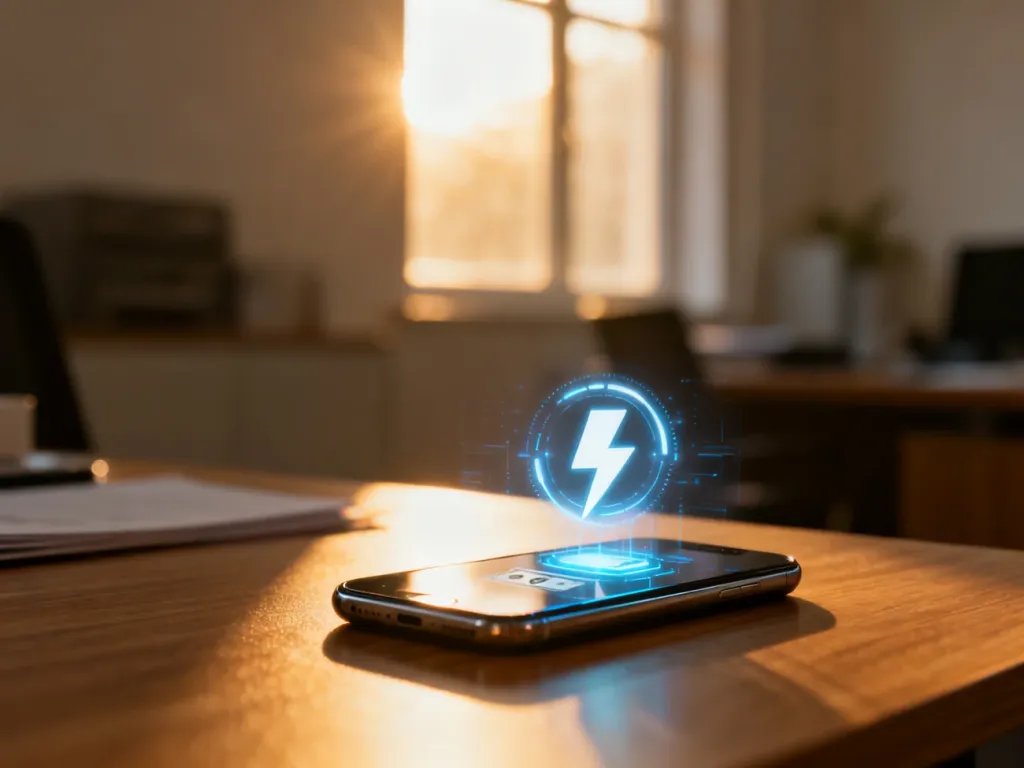 Smartfon z ikoną błyskawicy na ekranie aplikacji bankowej, symbolizujący szybki przelew pieniężny.